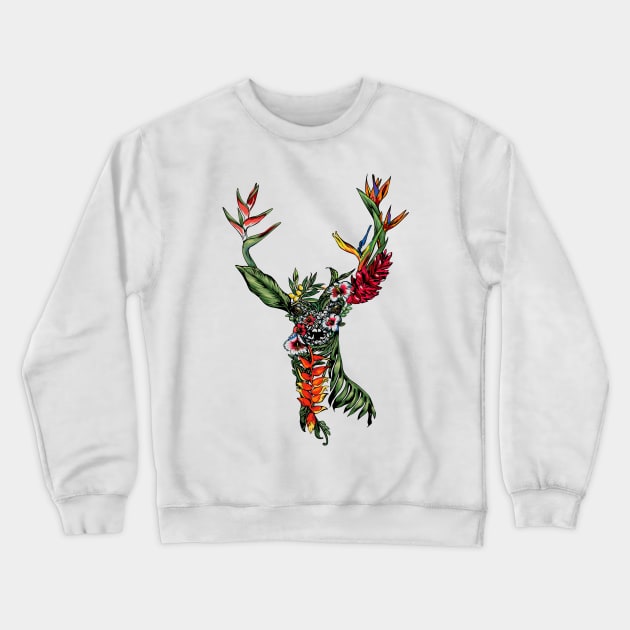 Tropical Deer Crewneck Sweatshirt by huebucket